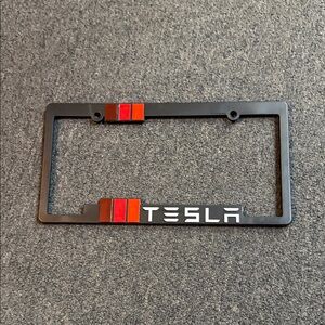 Tesla Black & Red Plastic License Plate Frame